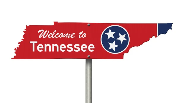 Välkommen till delstaten Tennessee vägskylt i form av — Stockfoto