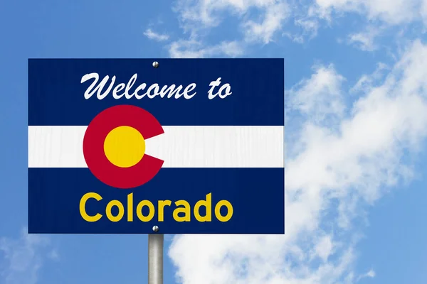Welcome to the state of Colorado road sign in the shape of the s — Stock Photo, Image