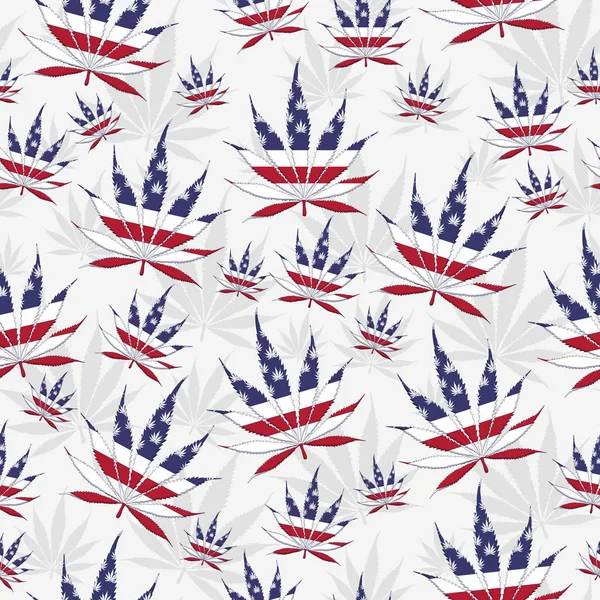 USA flag Marijuana leaf seamless and repeat pattern background — 스톡 사진