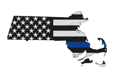 Massachusetts haritasında Amerikan ince mavi çizgi bayrağı