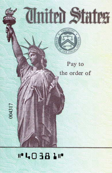 Закрытие казначейского чека США для федерального правительства
