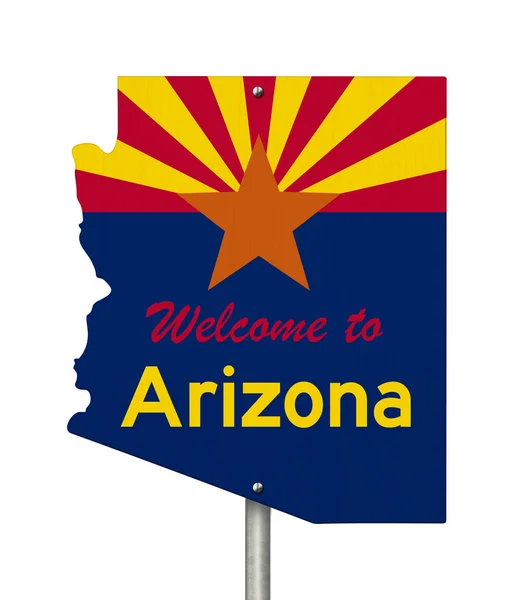 Welcome to the state of Arizona road sign in the shape of the st — Stock Photo, Image