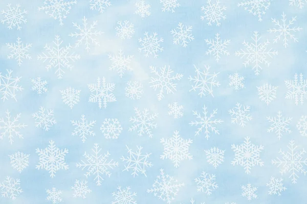 Blue and white snowflake winter or Christmas background — ストック写真