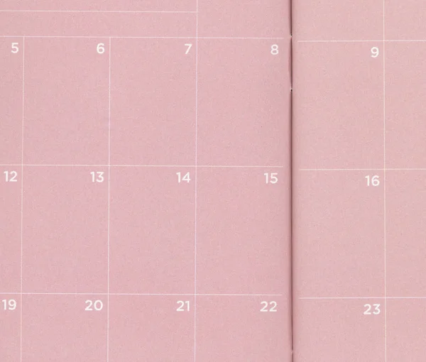 Nahaufnahme eines rosafarbenen Taschenkalenders, der leer ist — Stockfoto
