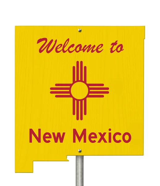 Welcome to the state of New Mexico road sign in the shape of the — Stock Photo, Image