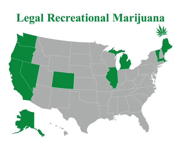 EUA mapa dos estados onde a maconha é legal para purp recreativo — Fotografia de Stock