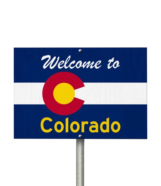 Bem-vindo ao estado do Colorado sinal de estrada na forma do s — Fotografia de Stock