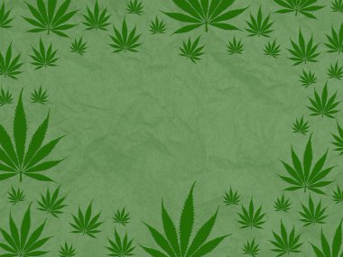 Yeşil arka planlı marihuana yaprağı sınırı