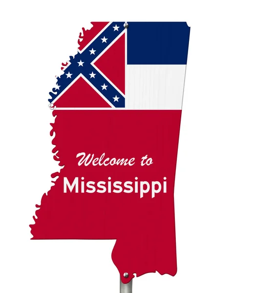 Welcome to the state of Mississippi road sign in the shape of th — Stock Photo, Image