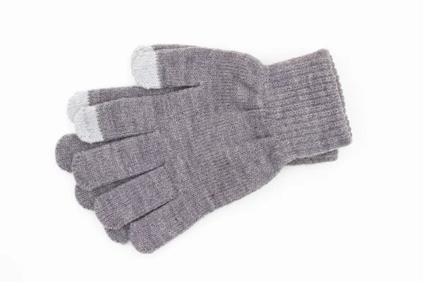 Gray and white tech touchscreen winter gloves — 스톡 사진