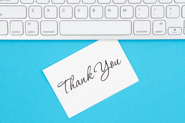 Thank you greeting card with gray keyboard — Stock Photo, Image