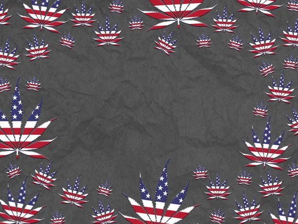 EUA borda folha de maconha com fundo cinza — Fotografia de Stock
