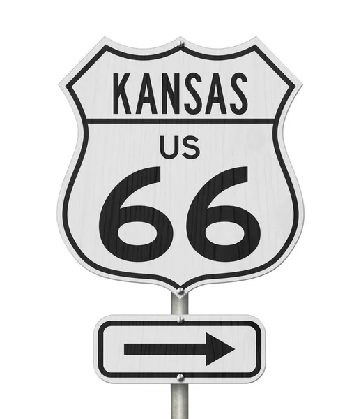 Kansas Route Road Trip Usa Highway Straßenschild Isoliert Über Weiß — Stockfoto