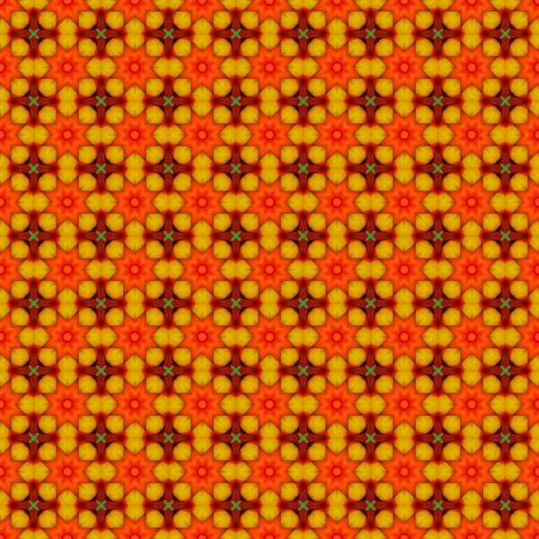 Orange Flower Mosaic Detailed Seamless Repeat Textured Pattern Background — Stock Photo, Image