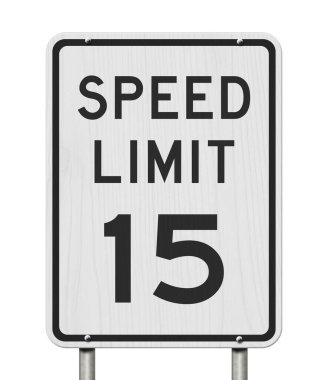 ABD 15 mph hız sınırı işareti beyaz üzerine izole edildi