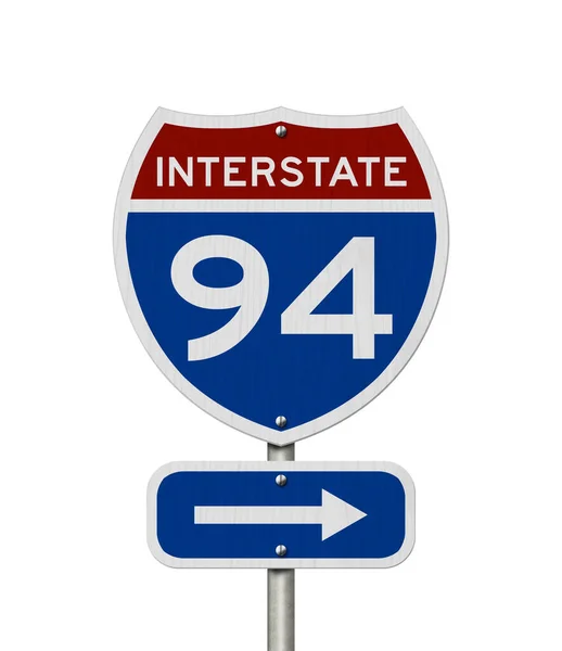 Interstate Usa Red Blue Highway Road Sign Isolated White — Stock Photo, Image