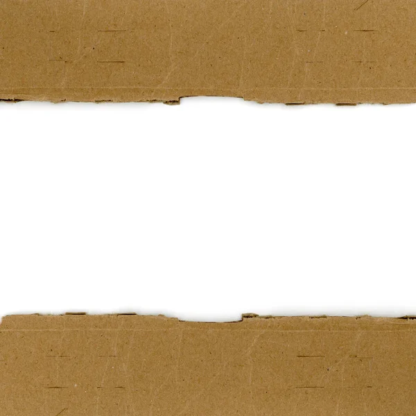 Dwa Kawałki Zgrywanej Tektury Ramę Odizolowaną Bieli — Zdjęcie stockowe