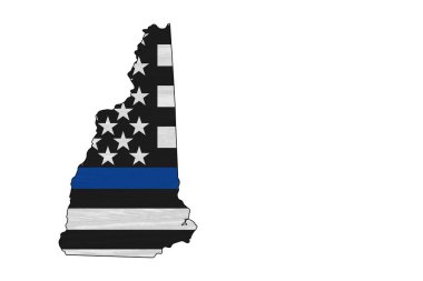 New Hampshire haritasında polis memurlarını desteklediğiniz için Amerikan bayrağı var.