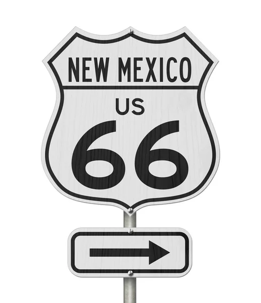 ニューメキシコ州道66号線道路標識白の上に孤立 — ストック写真