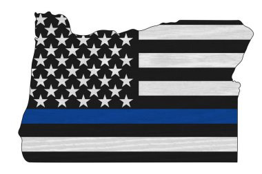 Oregon haritasında Amerikan ince mavi çizgisi polis memurlarına desteğiniz için.