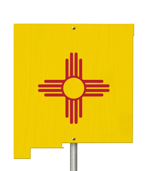 State New Mexico Road Sign Shape State Map Flag Isolated — Stock Photo, Image