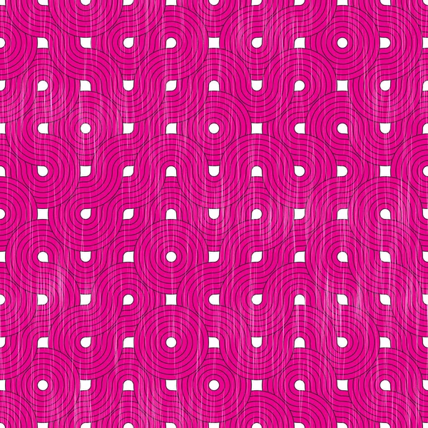 Rózsaszín Fehér Ismétlődő Körök Grunge Háttér Elvont Geometriai Truchet Zökkenőmentes — Stock Fotó