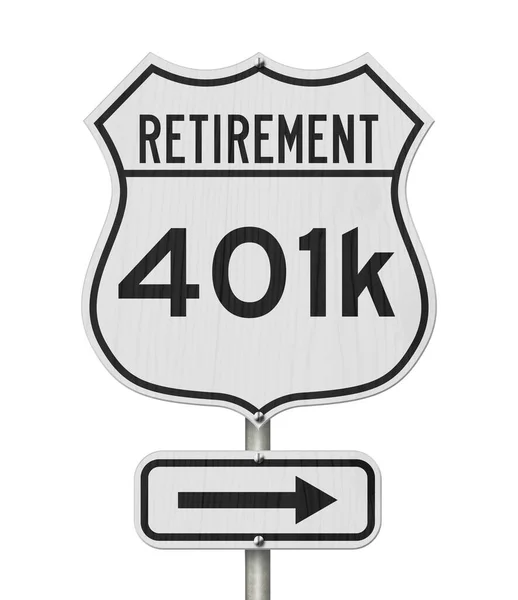 Pensionamento Con 401K Percorso Piano Cartello Stradale Autostradale Degli Stati — Foto Stock