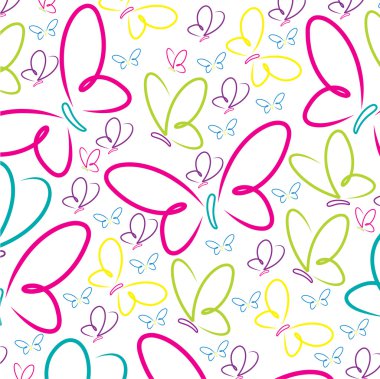 Elle çizilmiş kelebekler desen Vektör formatında.