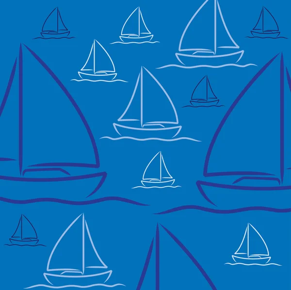 Hand ritad segelbåt mönster i vektorformat. — Stock vektor