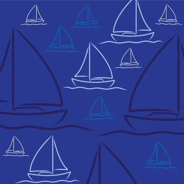 Handgezeichnetes Segelboot-Muster im Vektorformat. — Stockvektor