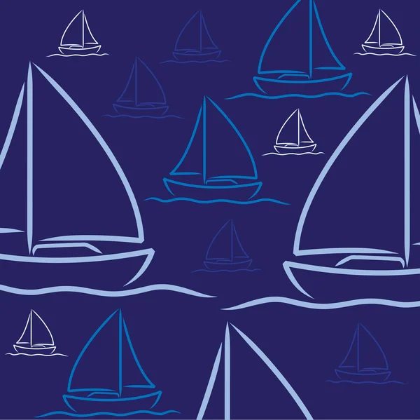 Padrão de barco à vela desenhado à mão em formato vetorial . — Vetor de Stock