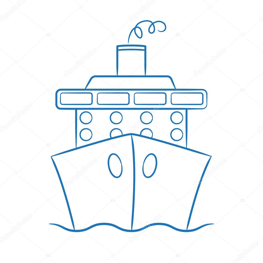 Hand drawn cruise ship in vector format.
