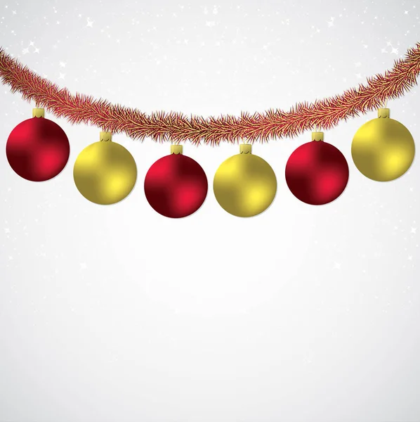 Bola de Navidad y oropel fondo estrellado en formato vectorial . — Vector de stock