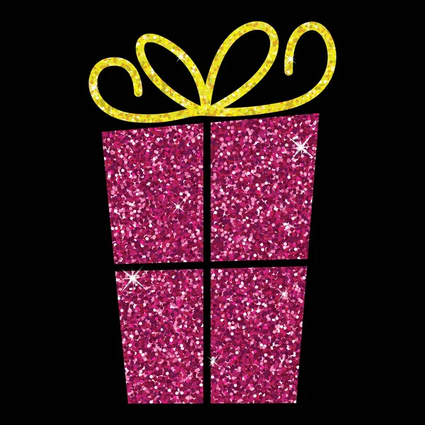 Glitter caja de regalo simple con arco en formato vectorial . — Archivo Imágenes Vectoriales