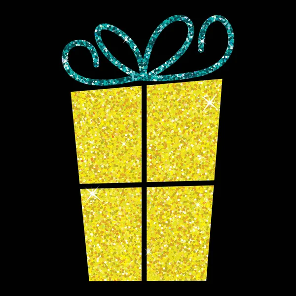 Glitter caixa de presente simples com arco em formato vetorial . — Vetor de Stock