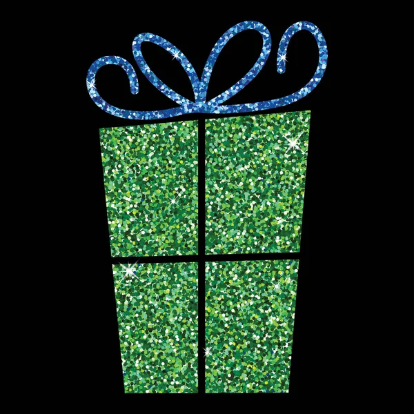Glitter caixa de presente simples com arco em formato vetorial . —  Vetores de Stock