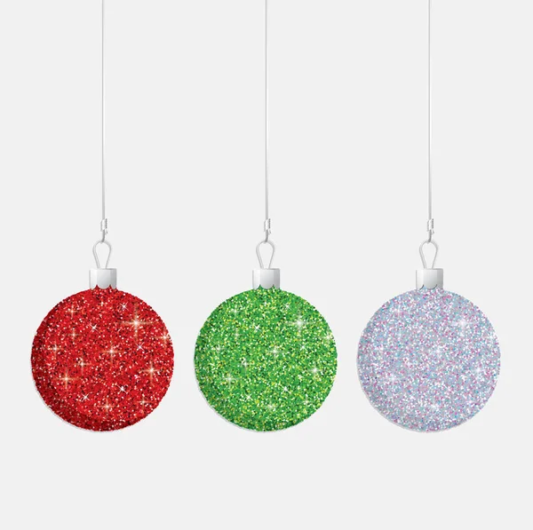 Glitter kerstballen in vector-formaat. — Stockvector