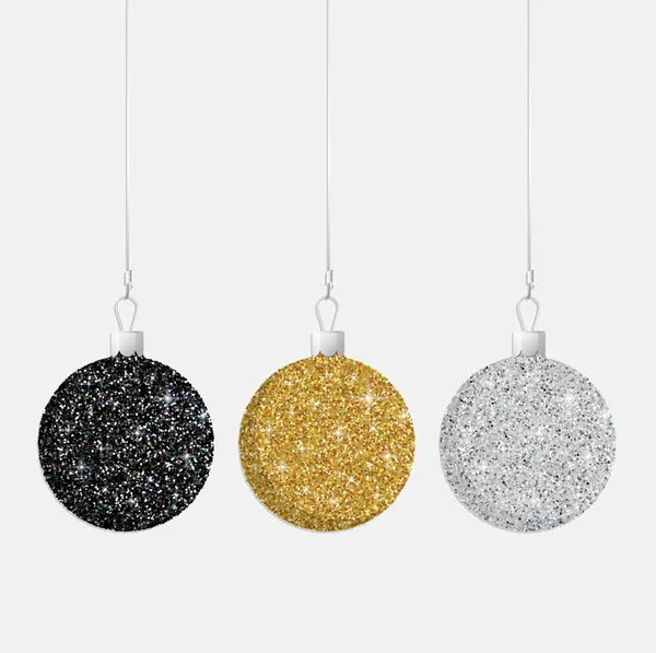 Glitter kerstballen in vector-formaat. — Stockvector