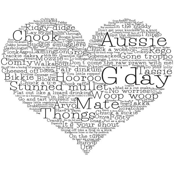ベクトル形式でオーストラリアの俗語の単語から作られた心. — ストックベクタ