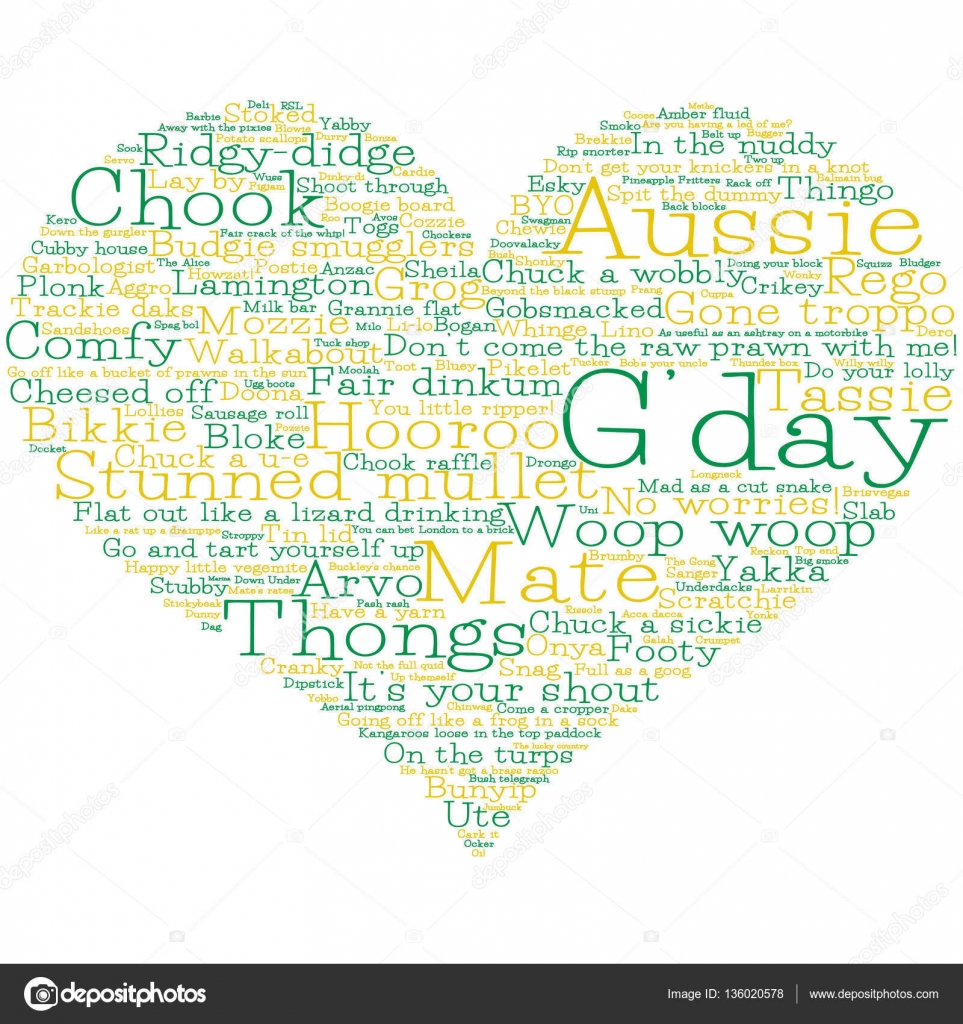 Heart made from Australian slang in vector format. Stock Vector Image by ©piccola #136020578