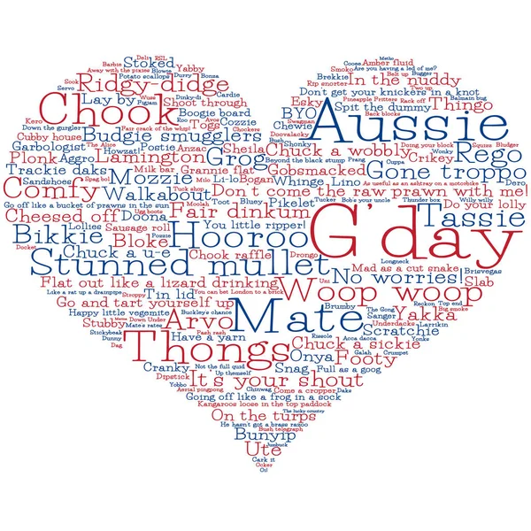 Καρδιά από λέξεις της αργκό της Αυστραλίας σε διανυσματική μορφή. — Διανυσματικό Αρχείο