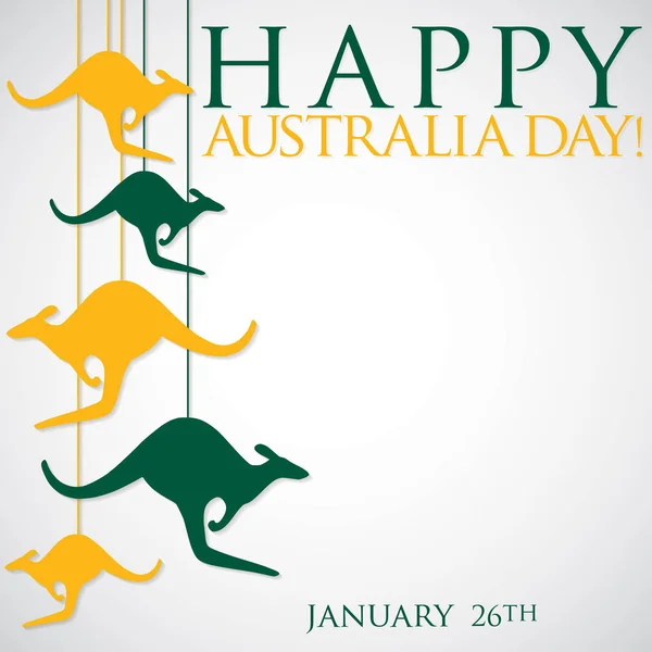 Vektör formatında asılı kanguru Avustralya Günü kartı. — Stok Vektör