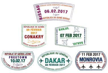 Liberya, Gine Bissau, Gine, Silver pasaport pulları stilize