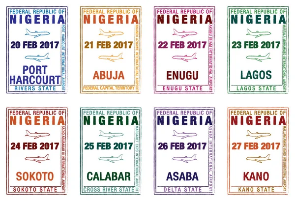 ベクトル形式のナイジェリアの様式化されたパスポート スタンプ. — ストックベクタ