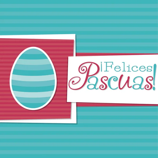 Funky Spanish Easter egg card in vector format. Words translate — Stock Vector