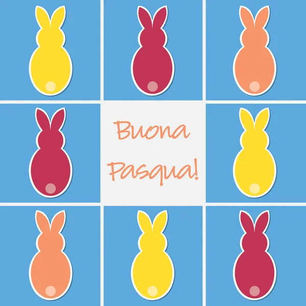 Tarjeta de conejo de Pascua retro en formato vectorial. Las palabras se traducen a "Ha — Archivo Imágenes Vectoriales
