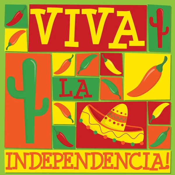 Funky Mexican Tarjeta de independencia en formato vectorial . — Archivo Imágenes Vectoriales