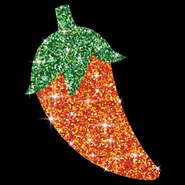 Shiny iridescent glitter chilli pepper in vector format — Stock Vector
