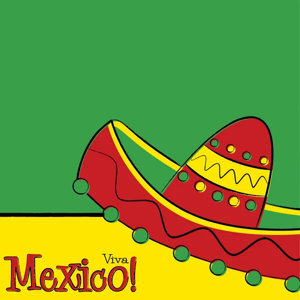Funky hand menggambar kartu sombrero Viva Mexico dalam format vektor . - Stok Vektor