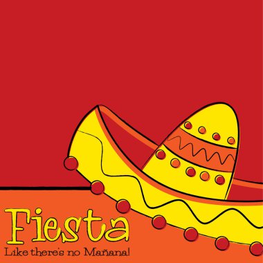 El çekilmiş sombrero Fiesta kartı Vektör formatında.